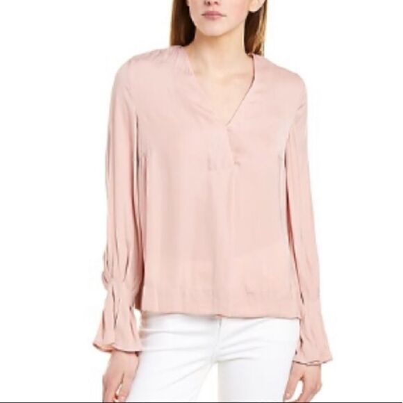 Adyson Parker V-neck Pleated Blouse with poet sleeves SzXL - Picture 2 of 13